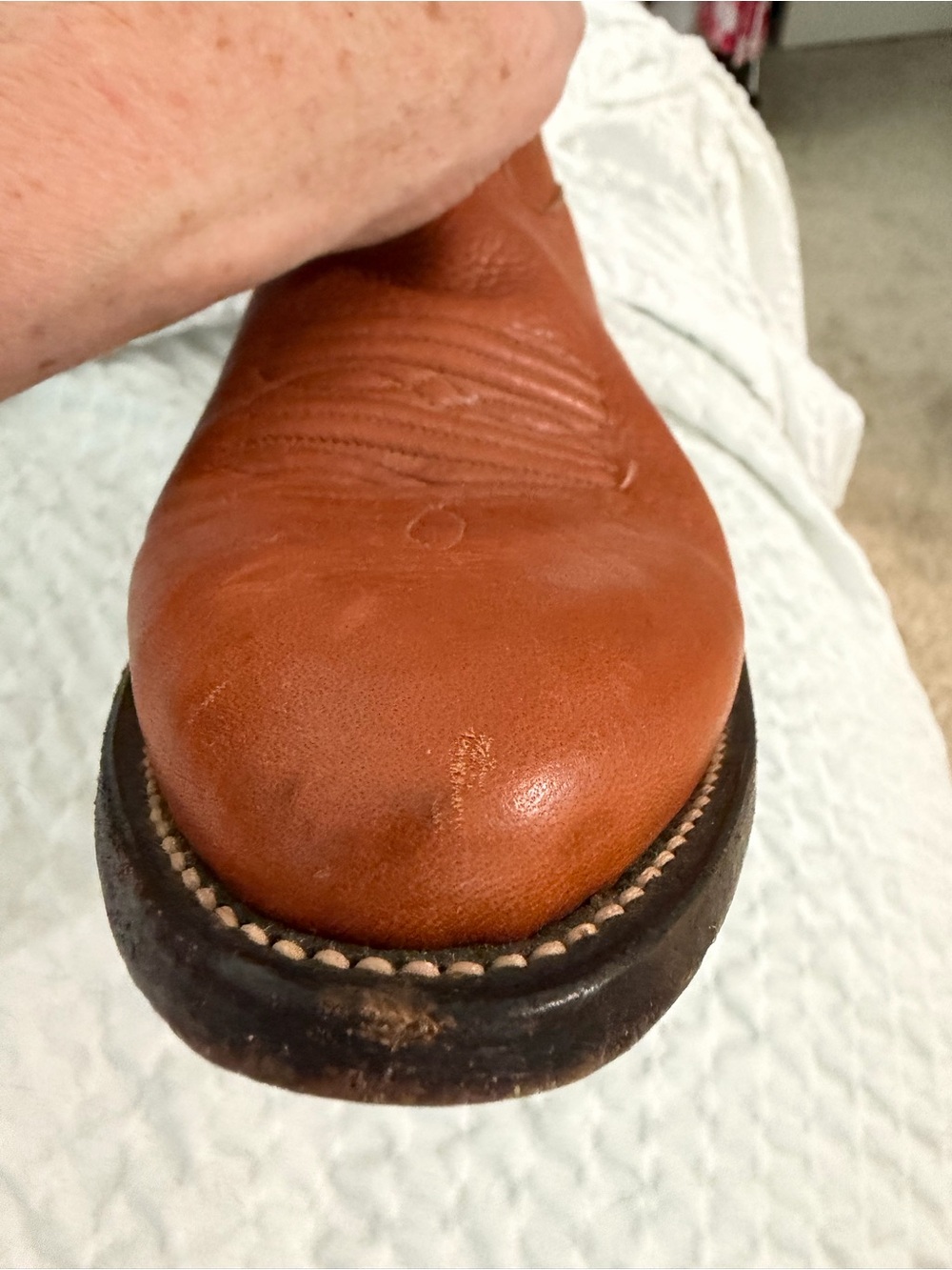 Nocona - Tan Leather Cowboy Boots - Embroidered Interior men’s 9d/ladies 11d - Picture 7 of 15